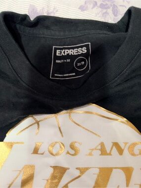 Express Black Tee with Gold Foil Los Angeles Graphic